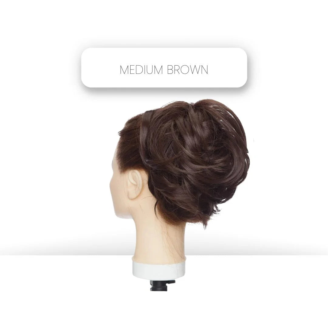 Chignon élastique décoiffé : coiffures relevées faciles