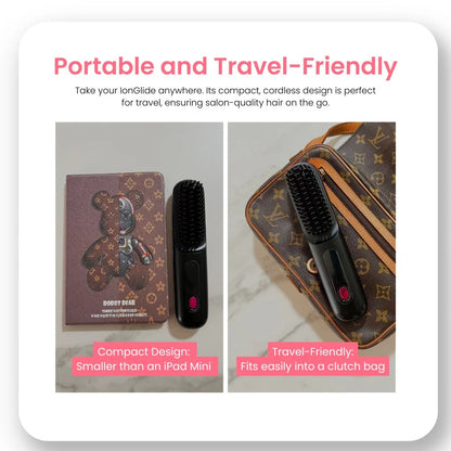 IonGlide Portable Hair Straightener Brush – Compact, Cordless, and Travel-Friendly