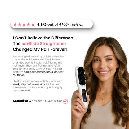 IonGlide Portable Hair Straightener Brush – Compact, Cordless, and Travel-Friendly