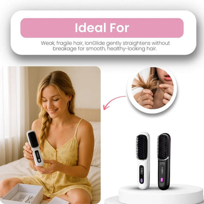 IonGlide Portable Hair Straightener Brush – Compact, Cordless, and Travel-Friendly