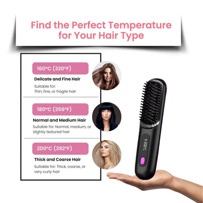 IonGlide Portable Hair Straightener Brush – Compact, Cordless, and Travel-Friendly