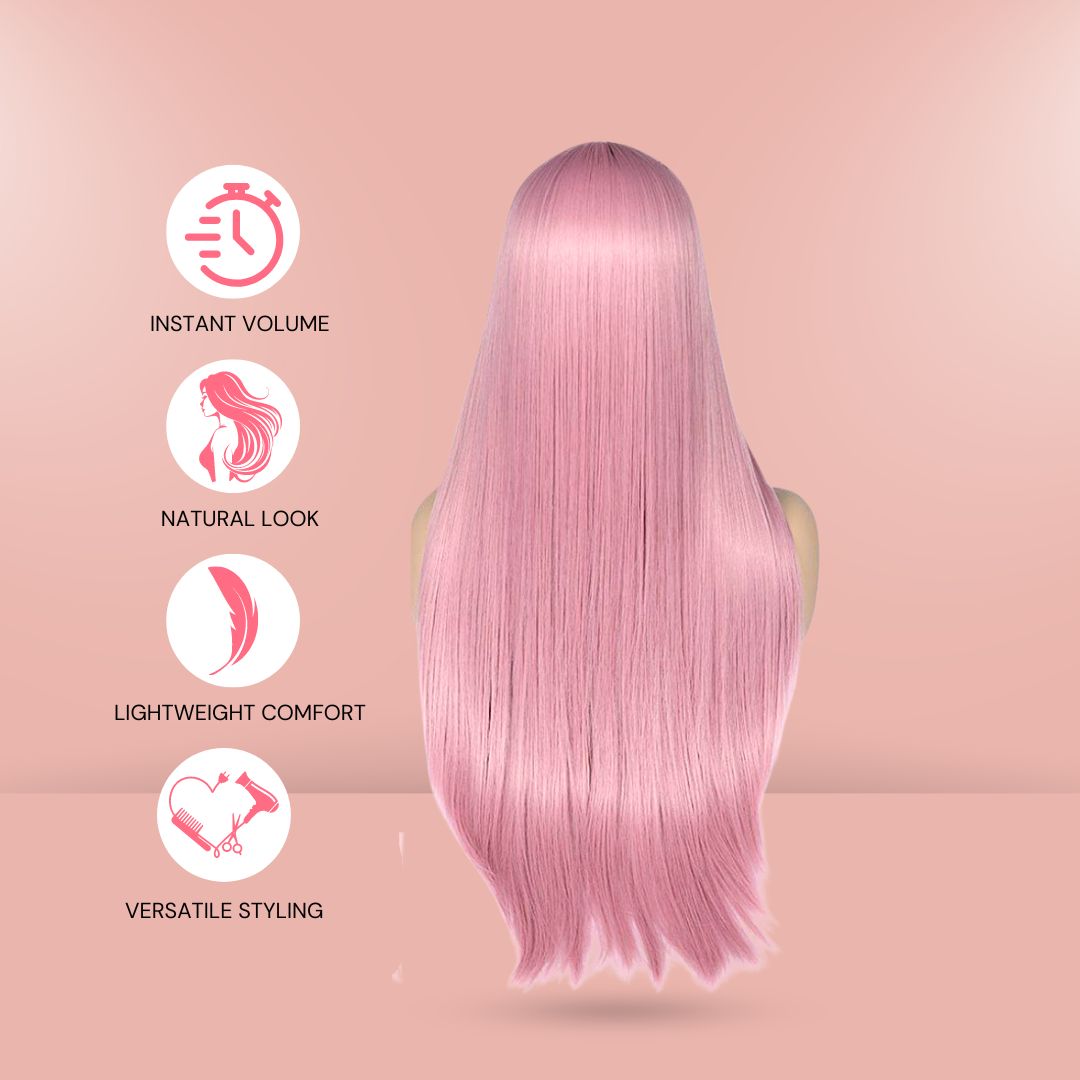 Glamour Sweet Pink Long Hair Wig