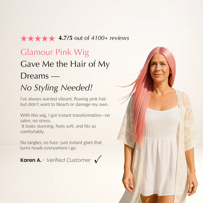 Glamour Sweet Pink Long Hair Wig