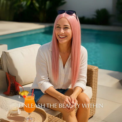 Glamour Sweet Pink Long Hair Wig