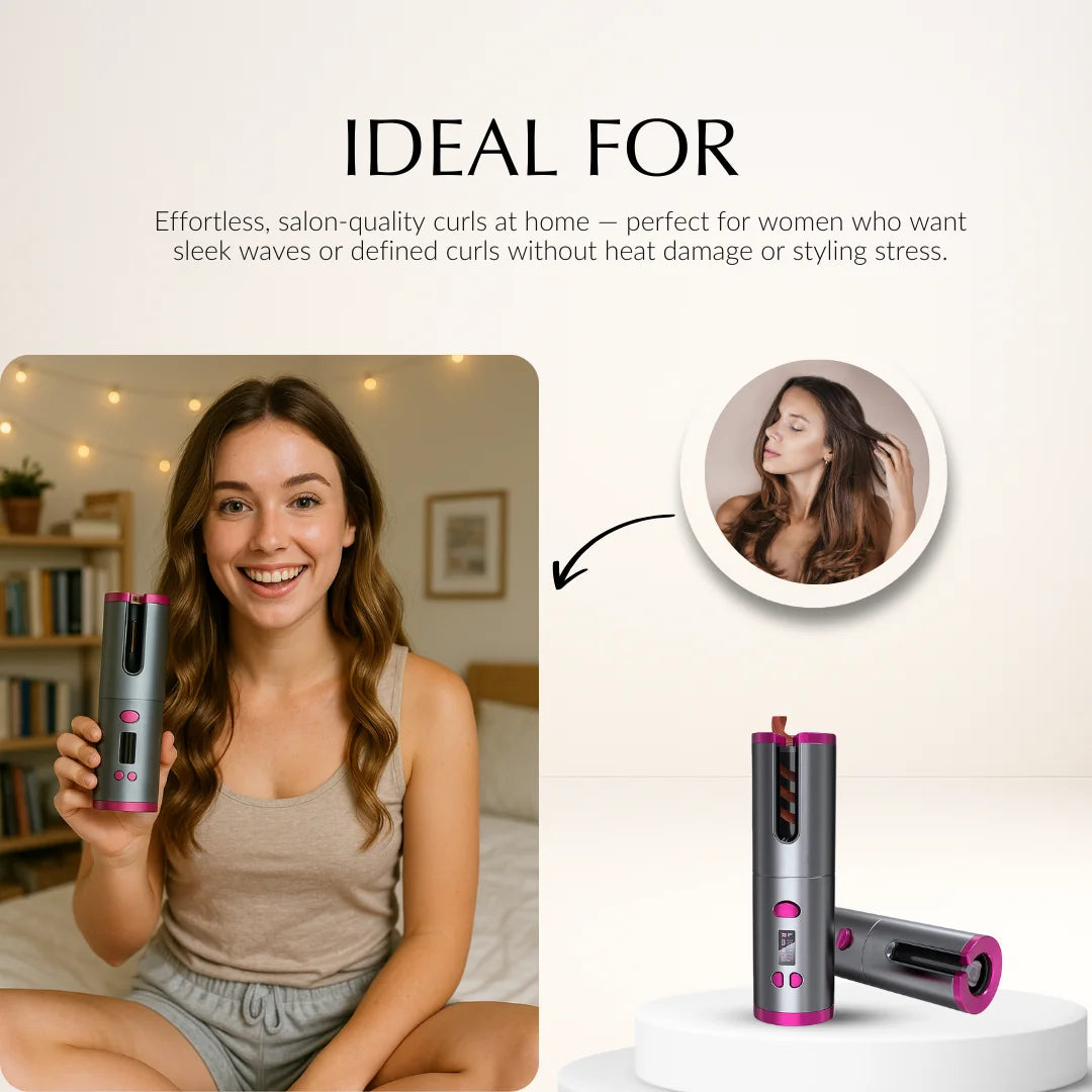 WavePro ™ Auto Rotating Ceramic Cordless  Hair Curler